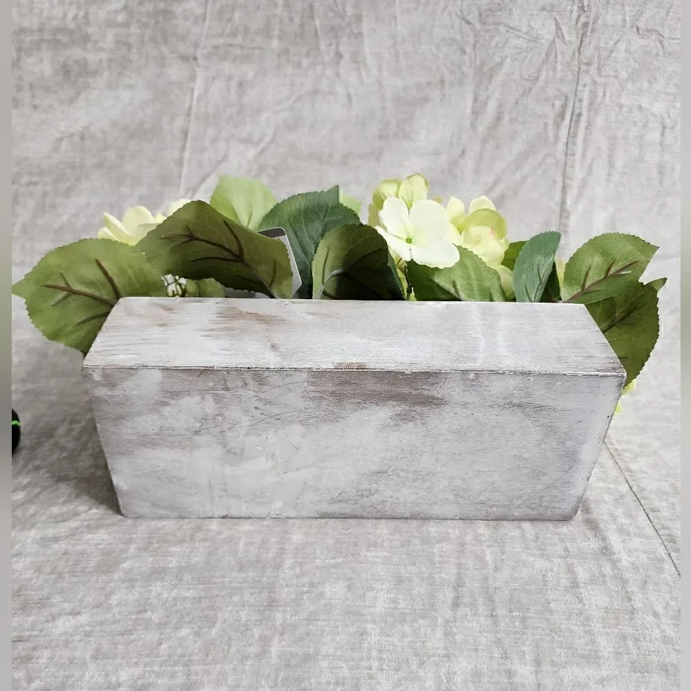 New Light Green Hydrangea Arrangement in a wooden box / centerpiece/ home decor